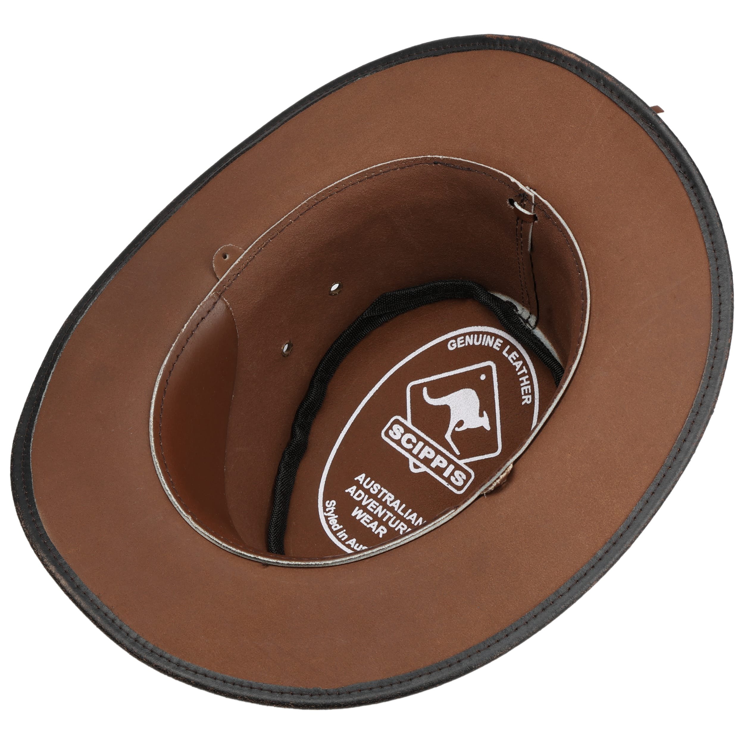 Scippis Australian Leather Baseball Cap - Brown/Black Adjustable Strapback 5C01