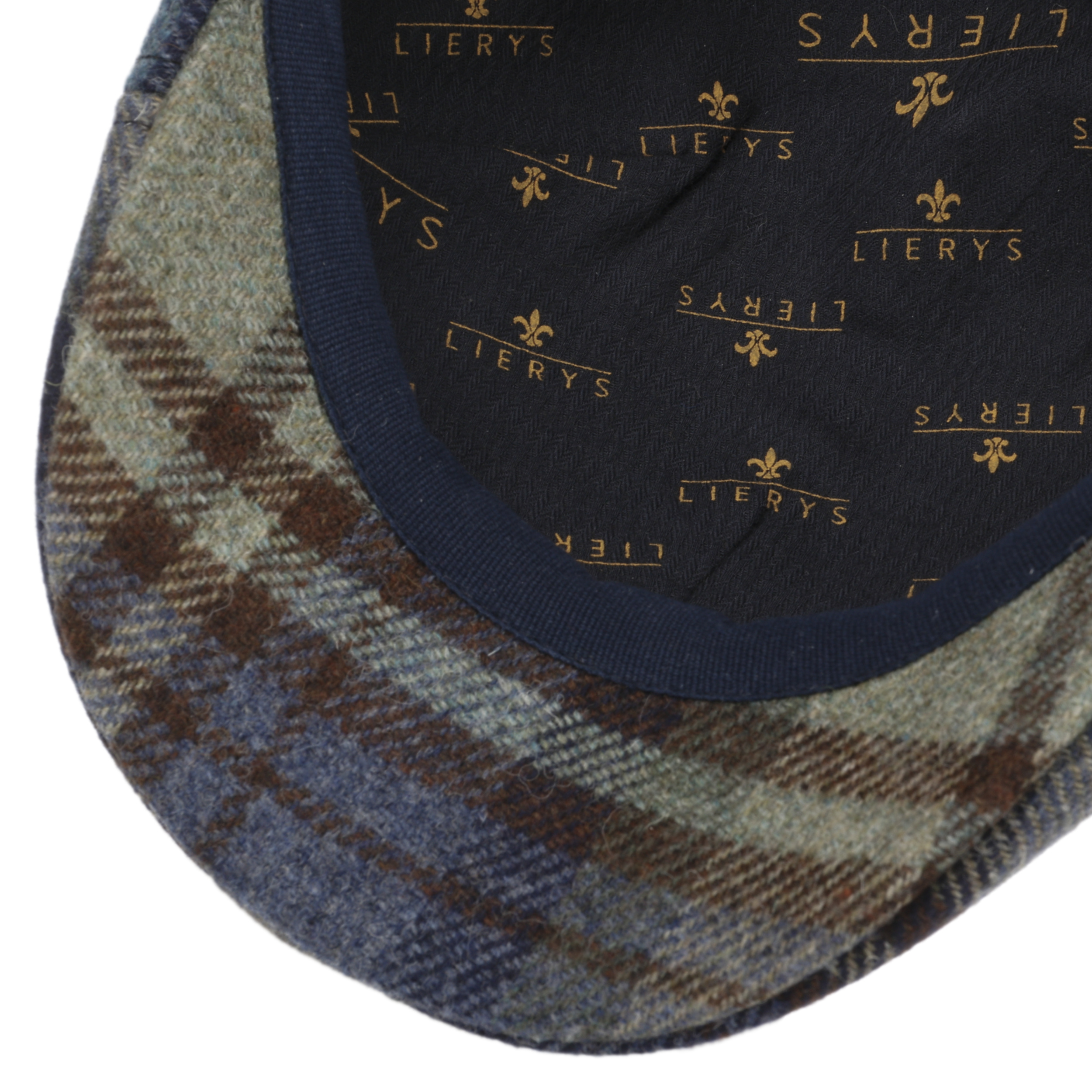 Vandover Wool Check Flat Cap by Lierys £46.95