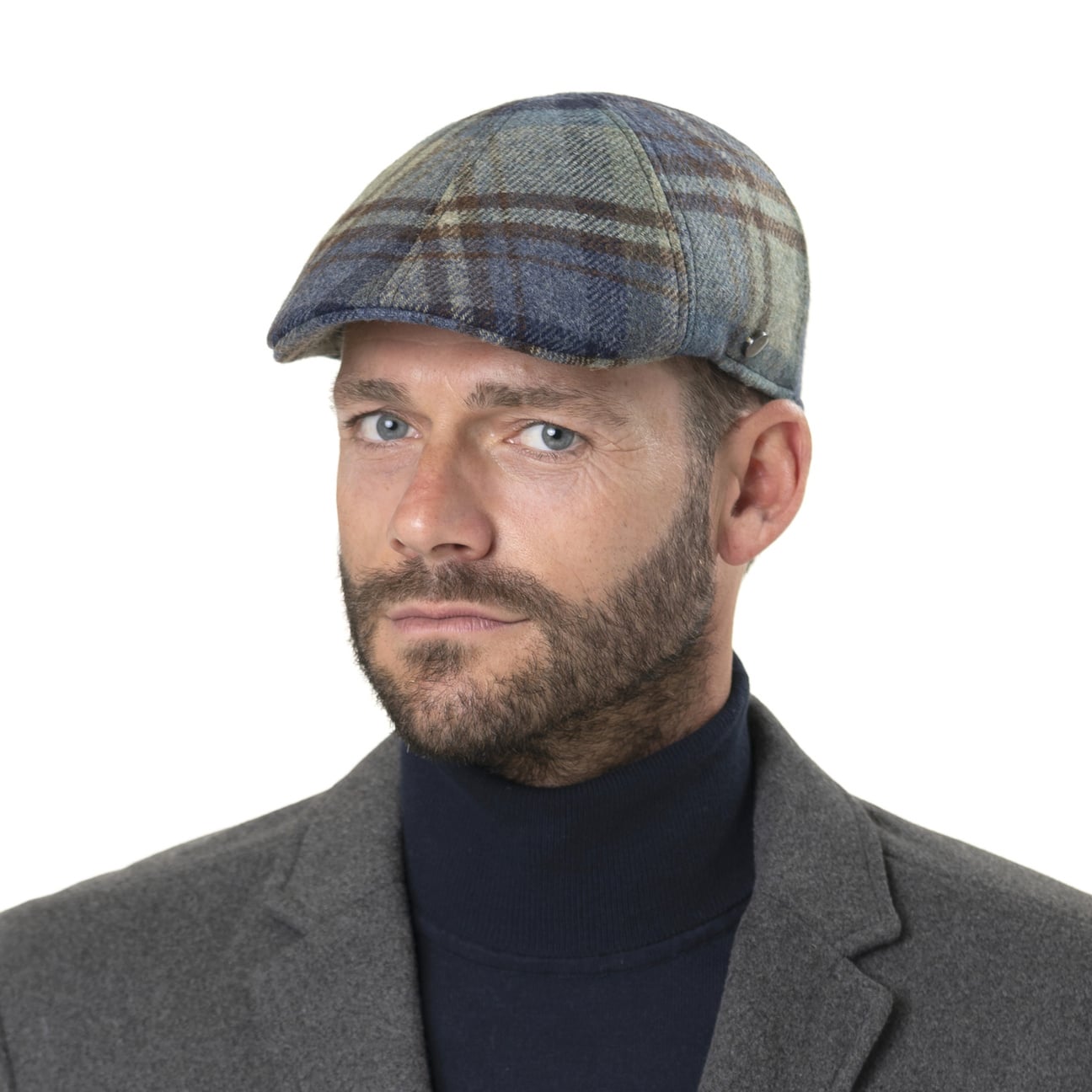 Vandover Wool Check Flat Cap by Lierys £37.95