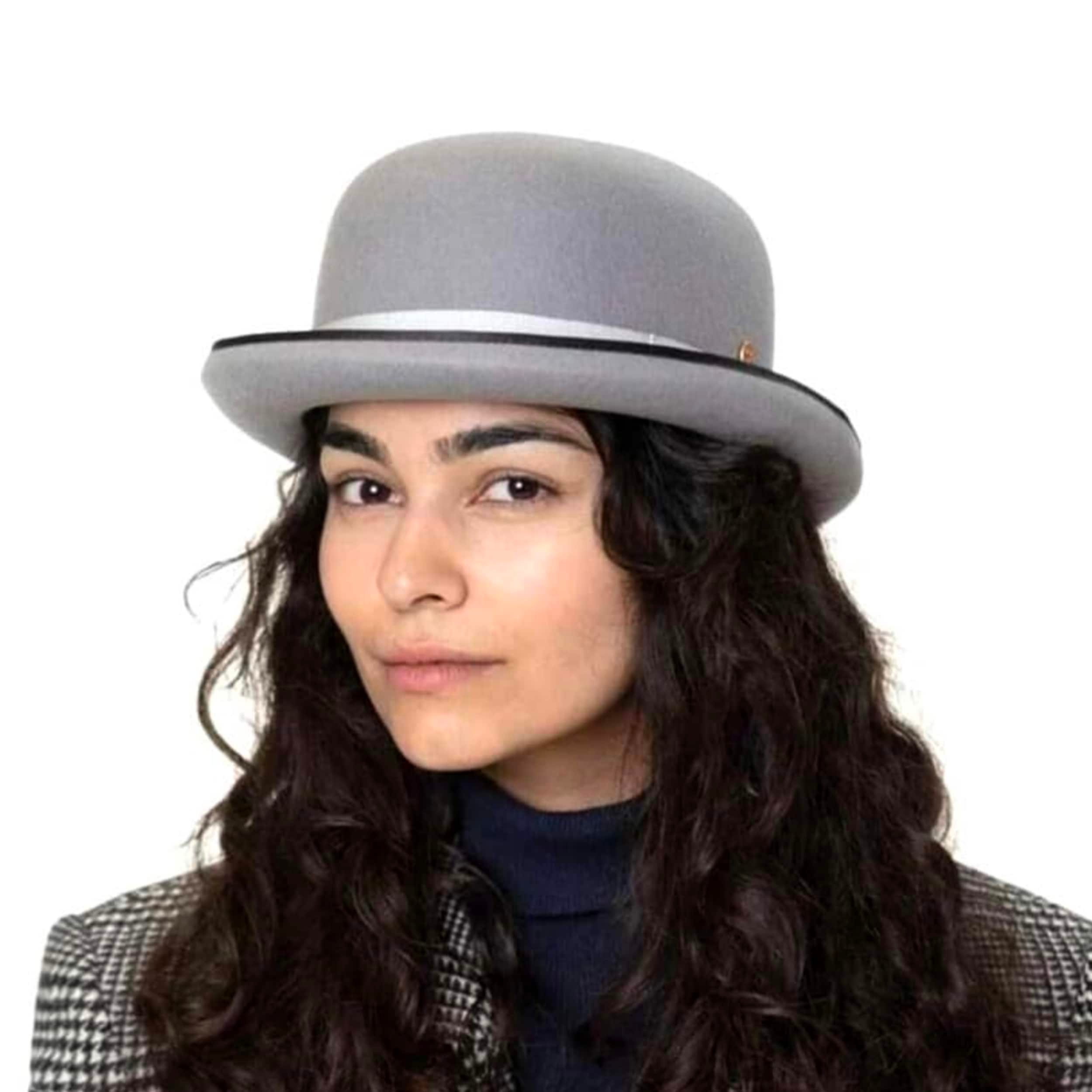 100% Wool Grey Bowler Hat – Handmade Felt Derby Hat For  display picture 3