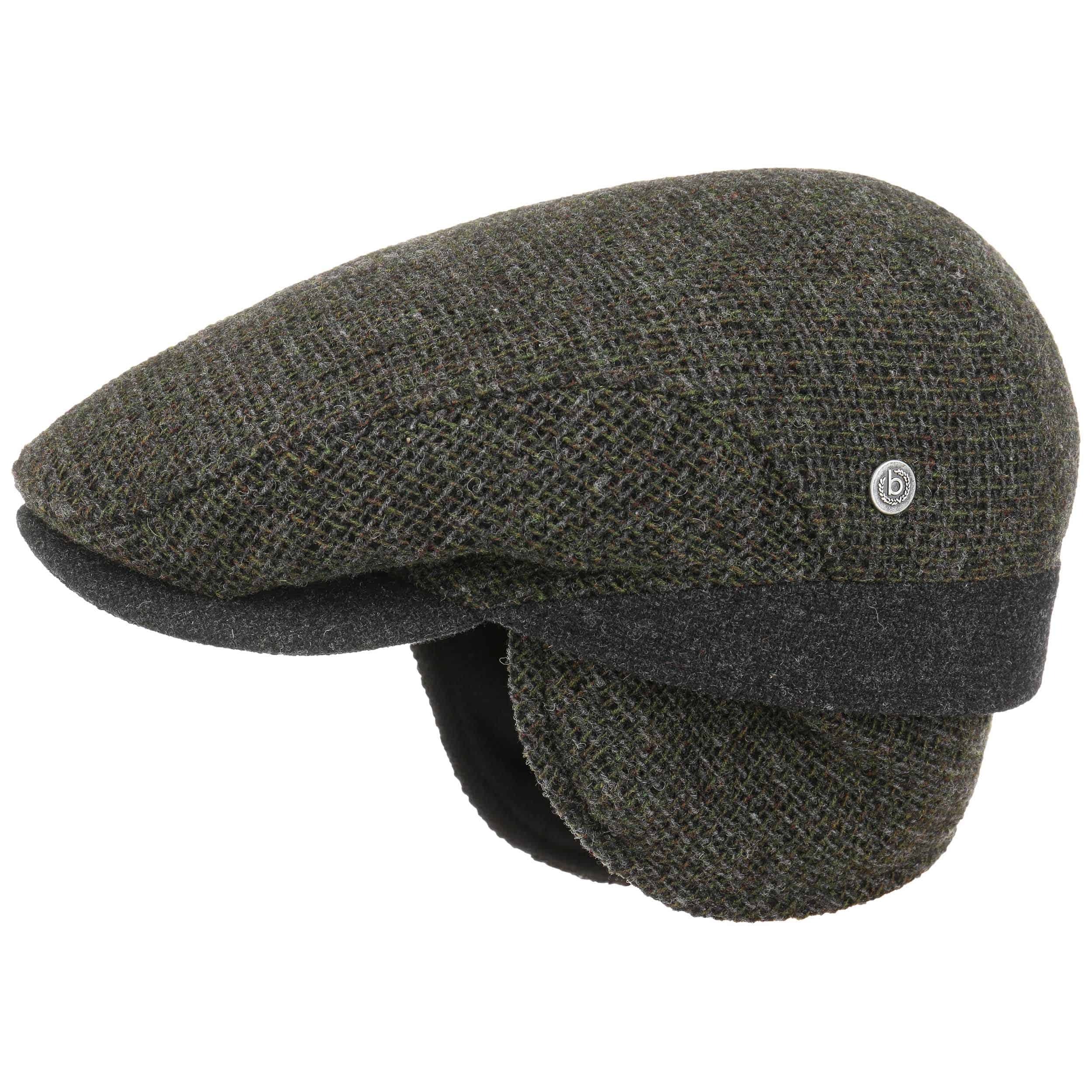 wool flat cap with ear flaps