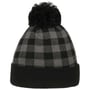 Checked Beanie Bobble Hat grey