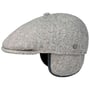 Herringbone Flat Cap with Ear Flaps by Lierys black-white