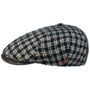 Landio Bouclé Check Flat Cap by Alfonso D’Este petrol blue