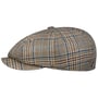 Glencheck 8 Panel Flat Cap by Lierys brown-blue