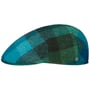 John Hanly Wool Check Flat Cap by Lierys blue-green