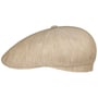 Bricksford 8 Panel Linen Flat Cap by Stetson beige