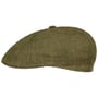 Bricksford 8 Panel Linen Flat Cap by Stetson darkolive