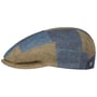 Patchwork Driver Flat Cap by Lierys blue-beige