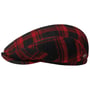 Flannel Check Driver Flat Cap by JJ Hats red-black