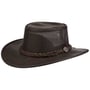 Foldaway Cooler Leather Hat by Barmah brown