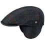 Harris Tweed Ear Flaps Flat Cap by Lierys navy