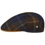 Lencott Wool Check Flat Cap by Lierys navy