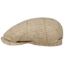 Linen Mix Stripe Driver Flat Cap by Stetson beige