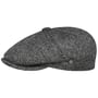 Harris Tweed Herringbone Flat Cap by Lierys black-grey