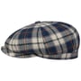 Caroma Check 8 Panel Flat Cap by JJ Hats blue