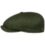 Verisco 8 Panel Linen Flat Cap by Balmoral olive