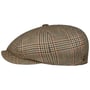 Larkhaven Check 8 Panel Flat Cap by Balmoral beige-blue