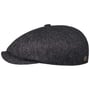 8 Panel Wool Herringbone Flat Cap by Balmoral grey-black