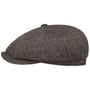 8 Panel Heringbone Wool Flat Cap by JJ Hats black-grey