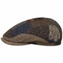 Patchwork Driver Flat Cap by JJ Hats blue-beige