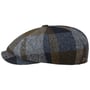8 Panel Wool Check Flat Cap by Balmoral blue-olive