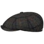 Hatteras Harris Tweed Check Flat Cap by Stetson anthracite-mottled