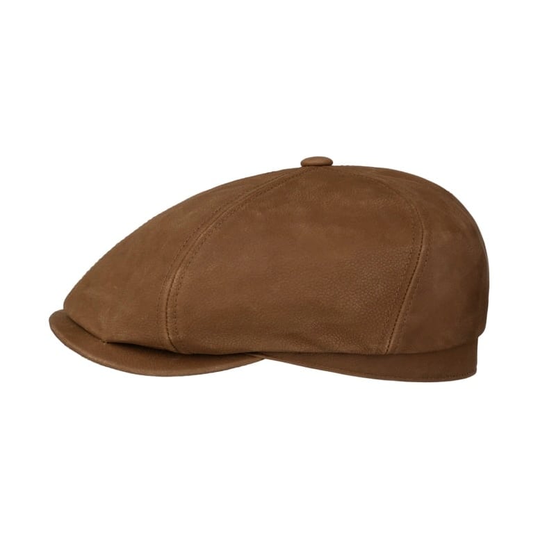 6 Panel Calf Leather Flat Cap by Stetson