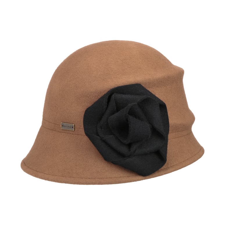 Brown felt cloche hat on sale