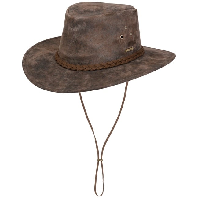 Brown leather hat online