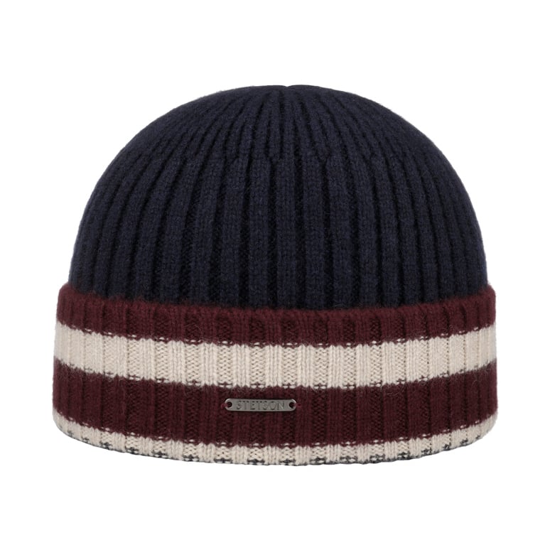 Striped Cuff Cashmere Beanie Hat by Stetson